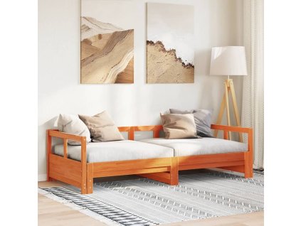 Denná posteľ s matracom voskovo hnedá 80x200cm masívna borovica 854951