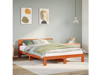 Posteľ bez matraca voskovo hnedá 160x200 cm masívna borovica 855557
