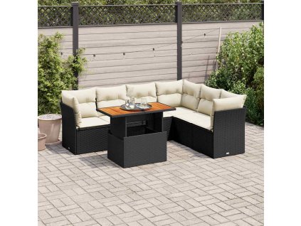 7-dielna záhradná súprava pohoviek s vankúšmi čierna polyratan 3326933