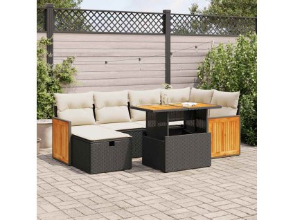 8-dielna záhradná sedacia súprava s podložkami polyratan čierna 3328155