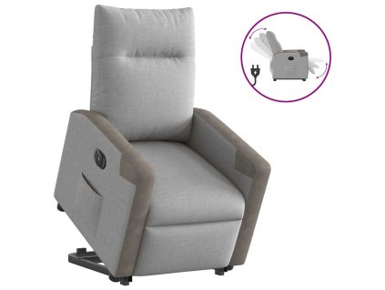 Elektrické zdvíhacie sklápacie kreslo oblakšedá látka 3324099