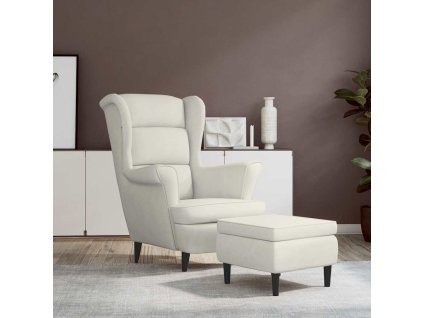 Kreslo wingback s podnožkou krémové zamatové 3115940