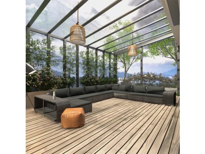 11-dielna záhradná sedacia súprava s vankúšmi sivá polyratanová 46828