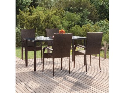 5-dielna záhradná jedálenská súprava hnedá polyratan 3156660