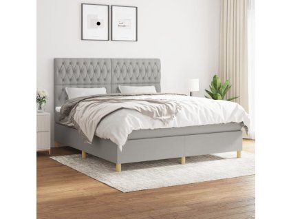 Boxspring posteľ s matracom bledosivá 180x200 cm látka 3142593
