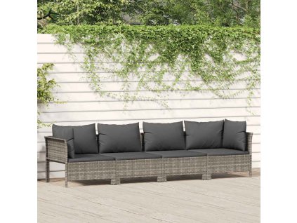 4-dielna záhradná súprava s vankúšmi, sivá, polyratan 362689