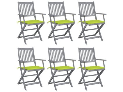Skladacie vonkajšie stoličky s podložkami 6 ks akáciový masív 3065418