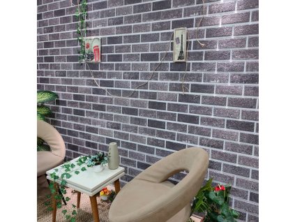 3D nástenné panely s dizajnom čierno-sivých tehál 10 ks EPS 149582