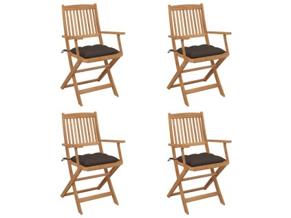 Skladacie záhradné stoličky s podložkami 4 ks akáciový masív 3064640