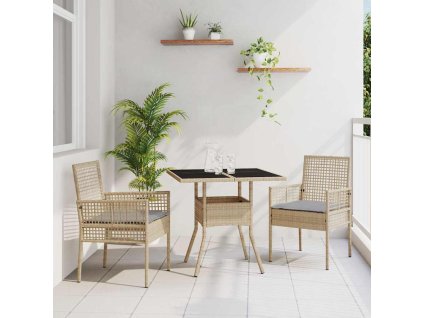 Záhradný jedálenský set 3 pcs Béžová polyratan 3334929