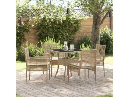 Záhradný jedálenský set 5 pcs Béžová polyratan 3334932