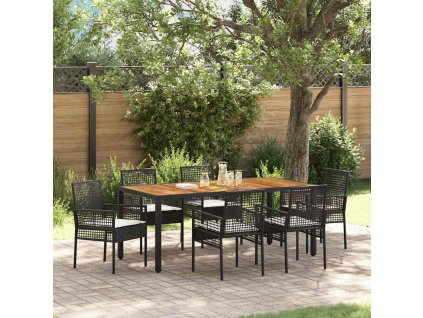 Záhradný jedálenský set 7 pcs Čierna polyratan 3334905