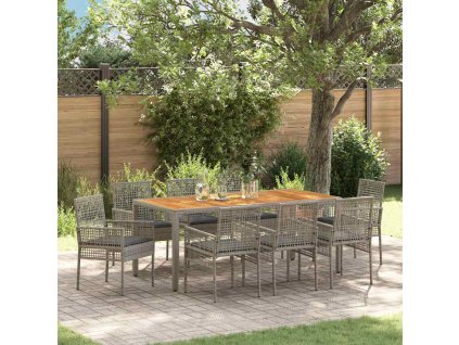 Záhradný jedálenský set 9 pcs Sivá polyratan 3334914