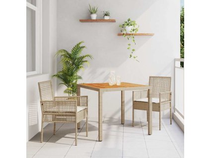 Záhradný jedálenský set 3 pcs Béžová polyratan 3334917