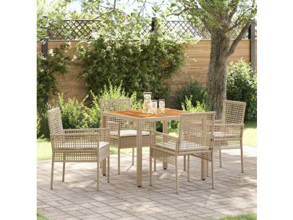 Záhradný jedálenský set 5 pcs Béžová polyratan 3334918