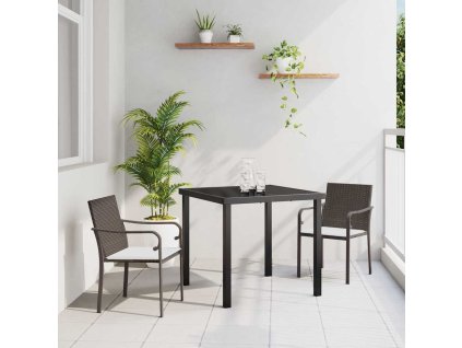 Záhradný jedálenský set 3 pcs Hnedá a čierna PE ratan 3379044