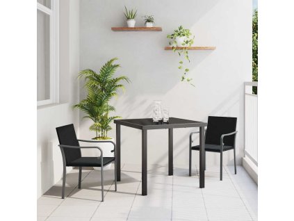 Záhradný jedálenský set 3 pcs Čierna a Šedá PE ratan 3379051