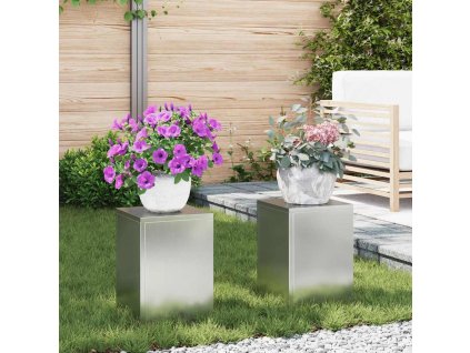 Stojan na rastliny 2 pcs Strieborná 24 x 24 x 35 cm 865811