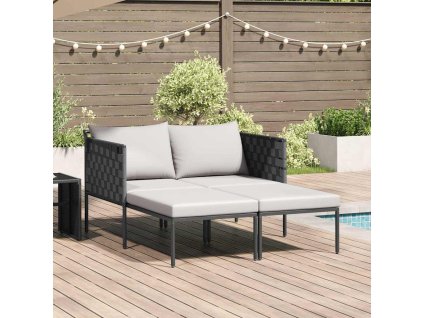 Lehátko na slnenie s vankúšom Antracit 153 x 115 x 69.5 cm 42004134