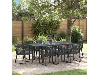 Záhradný jedálenský set 9 pcs Čierna polyratan 3378829