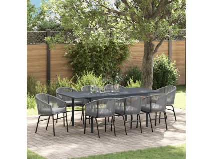 Záhradný jedálenský set 9 pcs Sivá polyratan 3378833