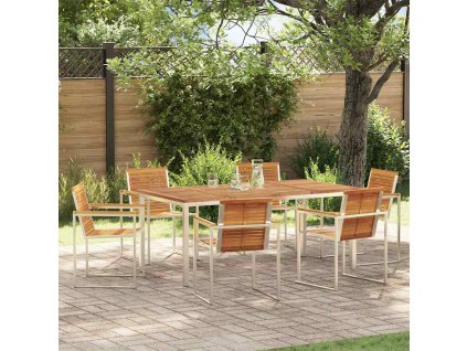 Záhradný jedálenský set 7 pcs Hnedá Pevné akáciové drevo 3334810