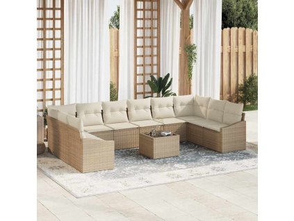 Sada pohoviek s vankúšom 11 pcs Béžová polyratan 3346911