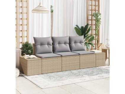 Sada pohoviek s vankúšom 3 pcs Béžová polyratan 3346920