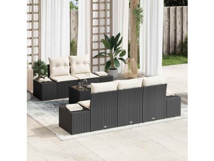 Súprava záhradných pohoviek s vankúšom 6 pcs Čierna polyratan 3346937