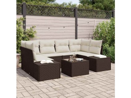 Súprava záhradných pohoviek s vankúšom 7 pcs Hnedá polyratan 3346958