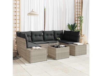 Súprava záhradných pohoviek 7 pcs Svetlosivá polyratan 3346962