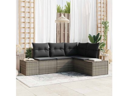 Súprava záhradných pohoviek 4 pcs Sivá polyratan 3347039