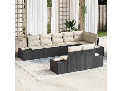 Súprava záhradných pohoviek 8 pcs Čierna a krémová polyratan 3347107