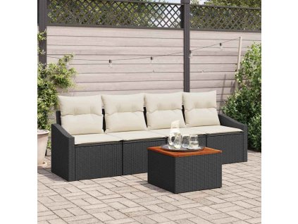 Súprava záhradných pohoviek s vankúšom 5 pcs Čierna polyratan 3347761