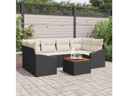 Súprava záhradných pohoviek s vankúšom 7 pcs Čierna Poly ratan 3347782