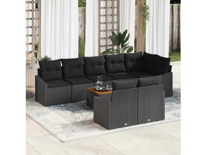 Súprava záhradných pohoviek s vankúšom 9 pcs Čierna polyratan 3347849