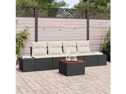 Súprava záhradných pohoviek s vankúšom 5 pcs Čierna Poly ratan 3347887