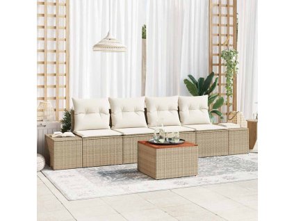 Súprava záhradných pohoviek s vankúšom 5 pcs Béžová Poly ratan 3347890