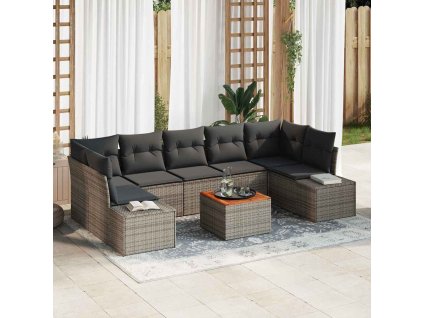 Súprava záhradných pohoviek s vankúšom 8 pcs Sivá polyratan 3347923