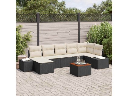 Súprava záhradných pohoviek s vankúšom 8 pcs Čierna Poly ratan 3347985