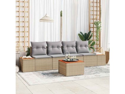 Súprava záhradných pohoviek s vankúšom 5 pcs Béžová Poly ratan 3348021
