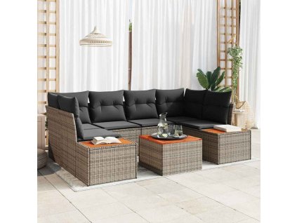 Súprava záhradných pohoviek s vankúšom 6 pcs Sivá Poly ratan 3348035