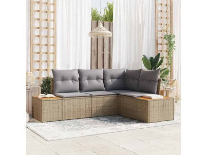 Súprava záhradných pohoviek 5 pcs Svetlosivá Poly ratan 3348076