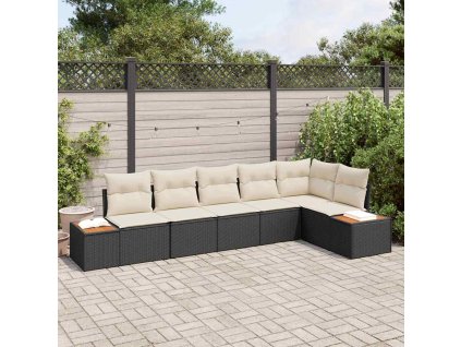 Súprava záhradných pohoviek s vankúšom 6 pcs Čierna polyratan 3348093