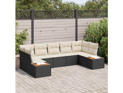 Súprava záhradných pohoviek s vankúšom 7 pcs Čierna polyratan 3348158