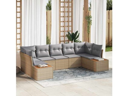 Súprava záhradných pohoviek s vankúšom 7 pcs Béžová polyratan 3348161