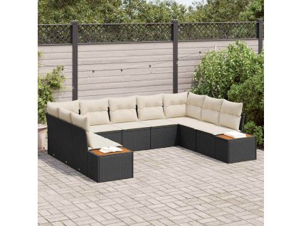 Súprava záhradných pohoviek s vankúšom 9 pcs Čierna Poly ratan 3348163