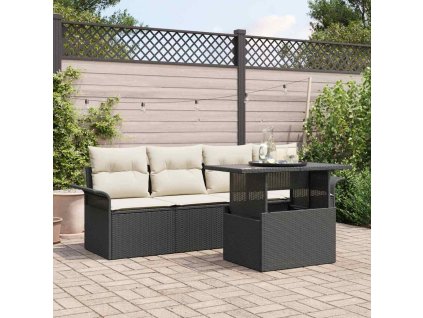 Súprava záhradných pohoviek s vankúšom 5 pcs Čierna polyratan 3348183