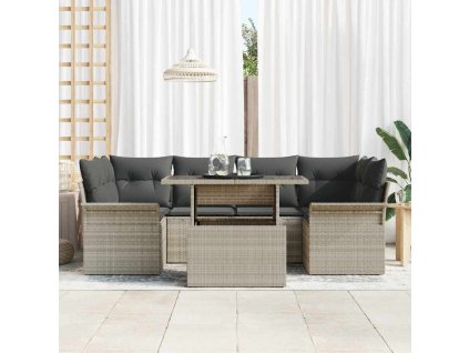 Súprava záhradných pohoviek 7 pcs Svetlosivá Poly ratan 3348218