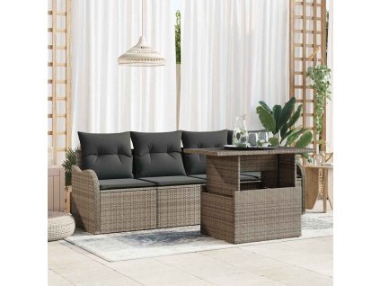 Súprava záhradných pohoviek s vankúšom 5 pcs Sivá Poly ratan 3348365